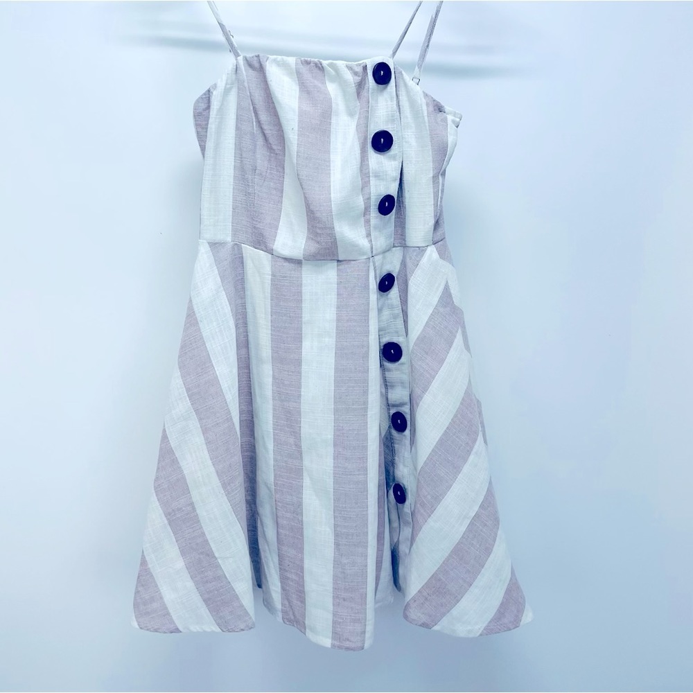 Papaya Dress Size M Women’s Tie Back Mini Stripes White Brown New